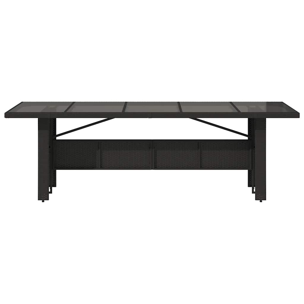 Garden Table | Black | PE rattan, powder-coated steel, tempered glass