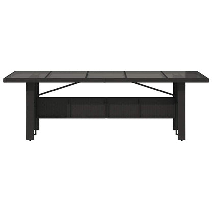 Garden Table | Black | PE rattan, powder-coated steel, tempered glass