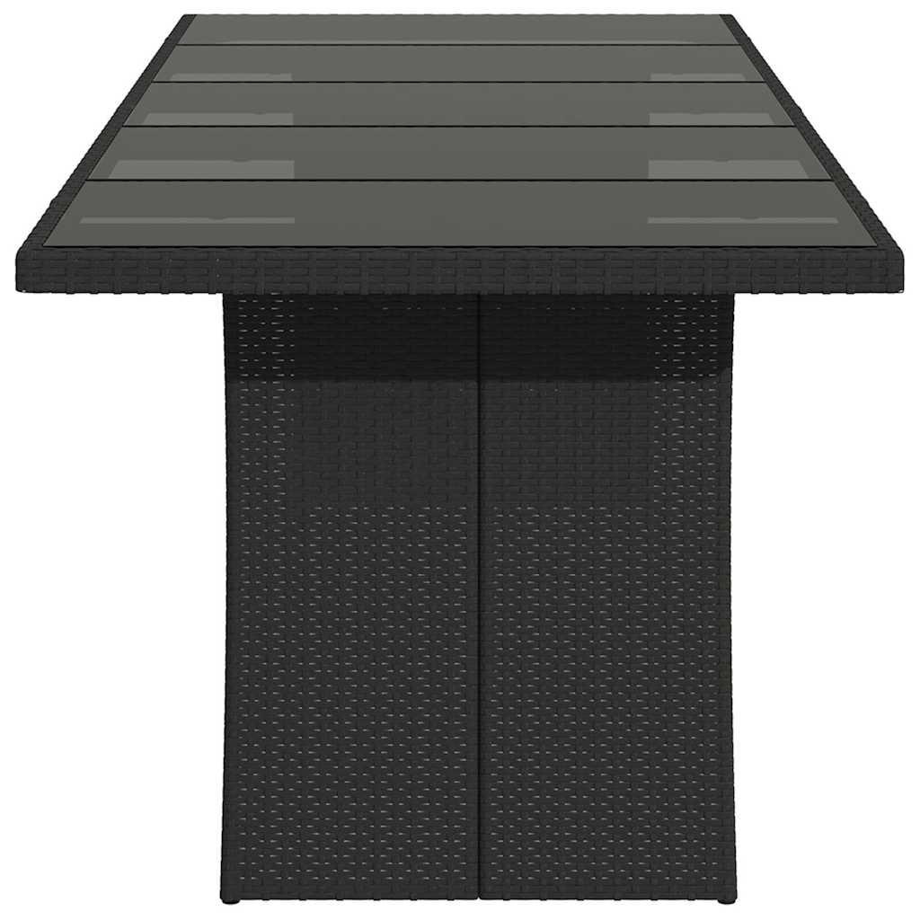 Garden Table | Black | PE rattan, powder-coated steel, tempered glass