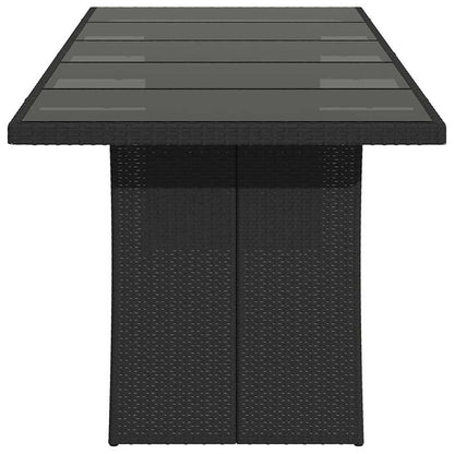 Garden Table | Black | PE rattan, powder-coated steel, tempered glass