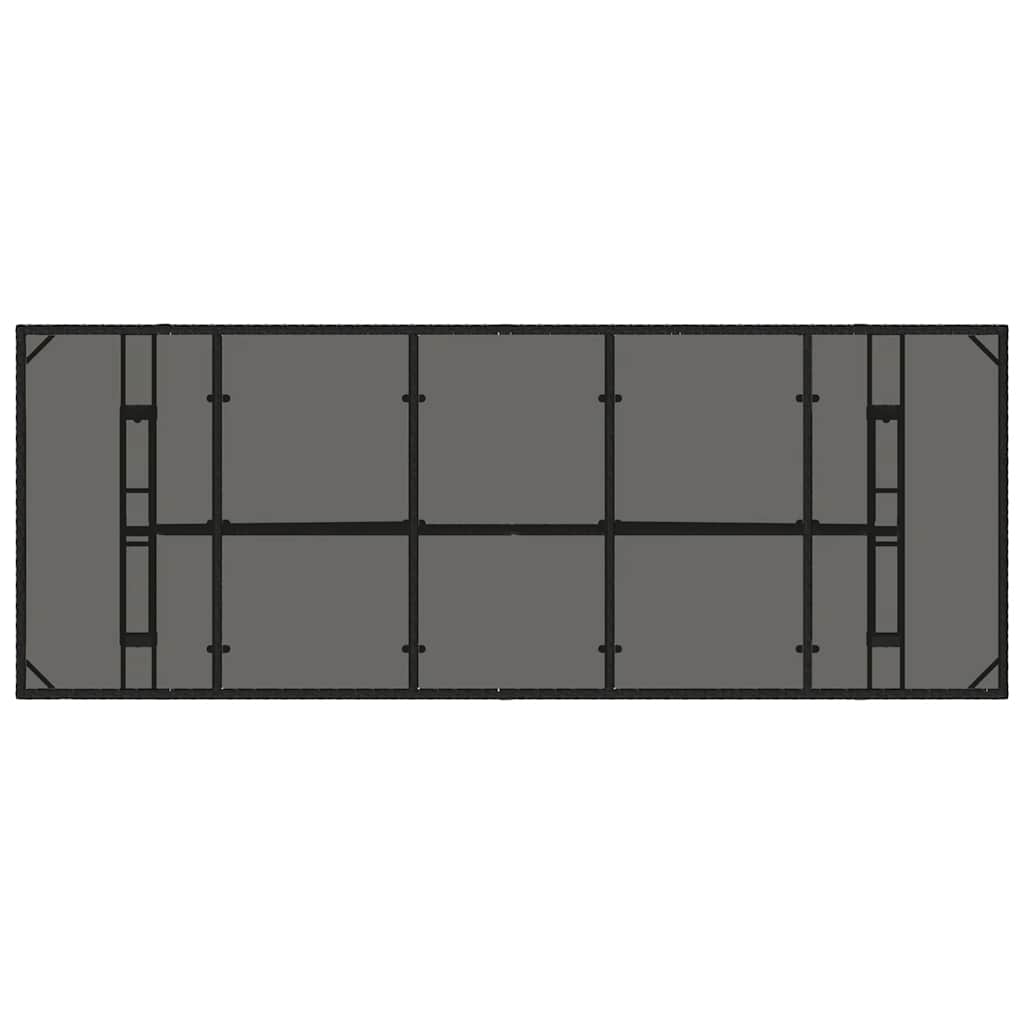 Garden Table | Black | PE rattan, powder-coated steel, tempered glass