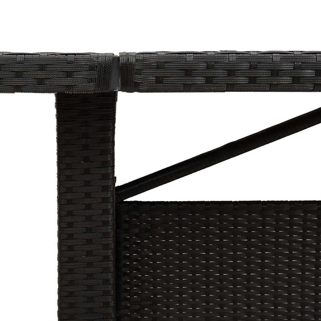 Garden Table | Black | PE rattan, powder-coated steel, tempered glass