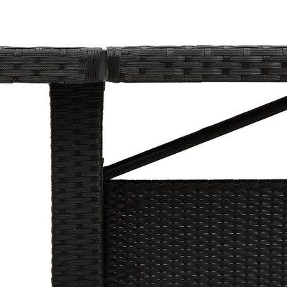 Garden Table | Black | PE rattan, powder-coated steel, tempered glass