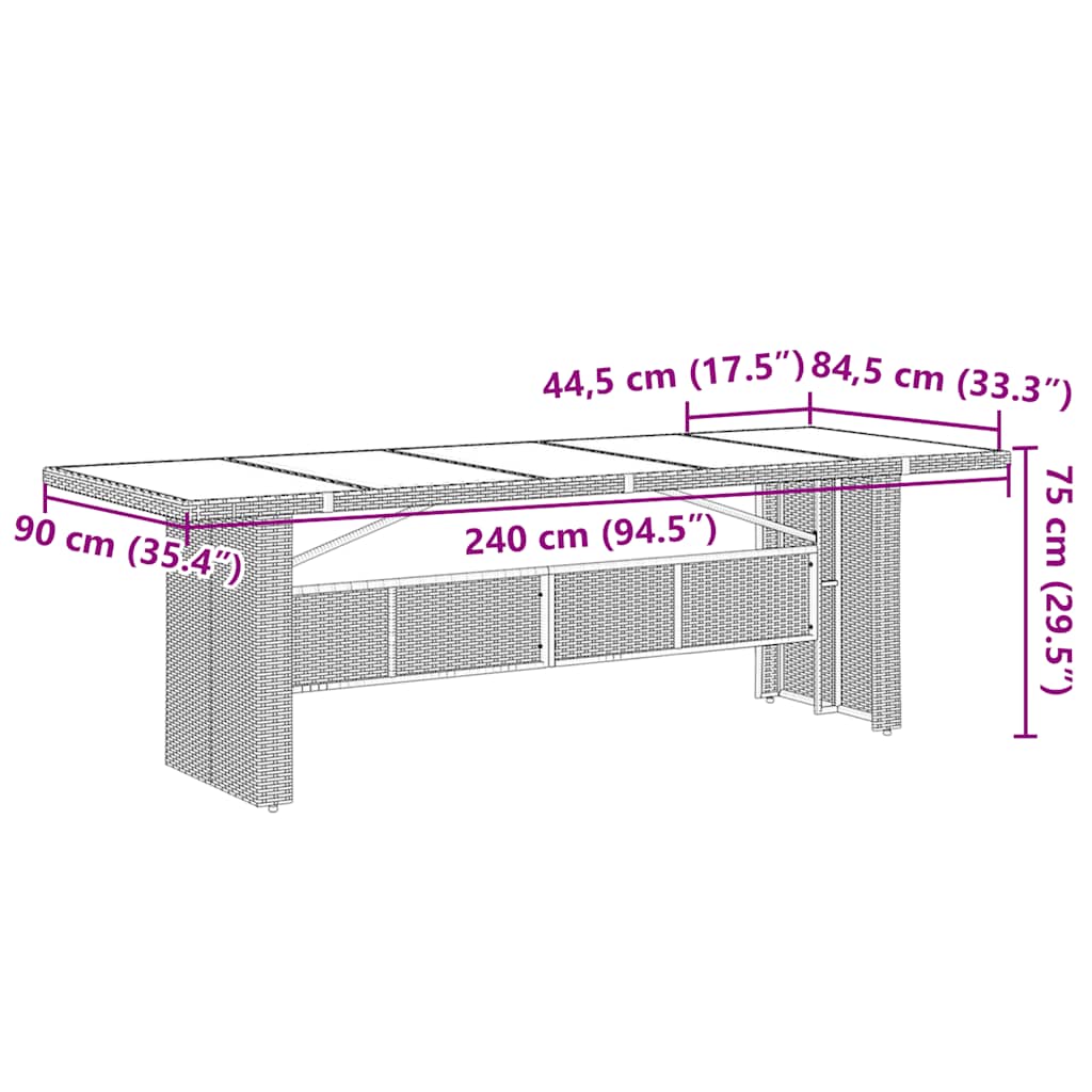 Garden Table | Black | PE rattan, powder-coated steel, tempered glass