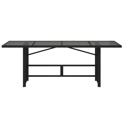 Garden Table | Black | PE rattan, powder-coated steel, tempered glass