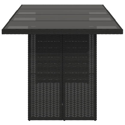 Garden Table | Black | PE rattan, powder-coated steel, tempered glass