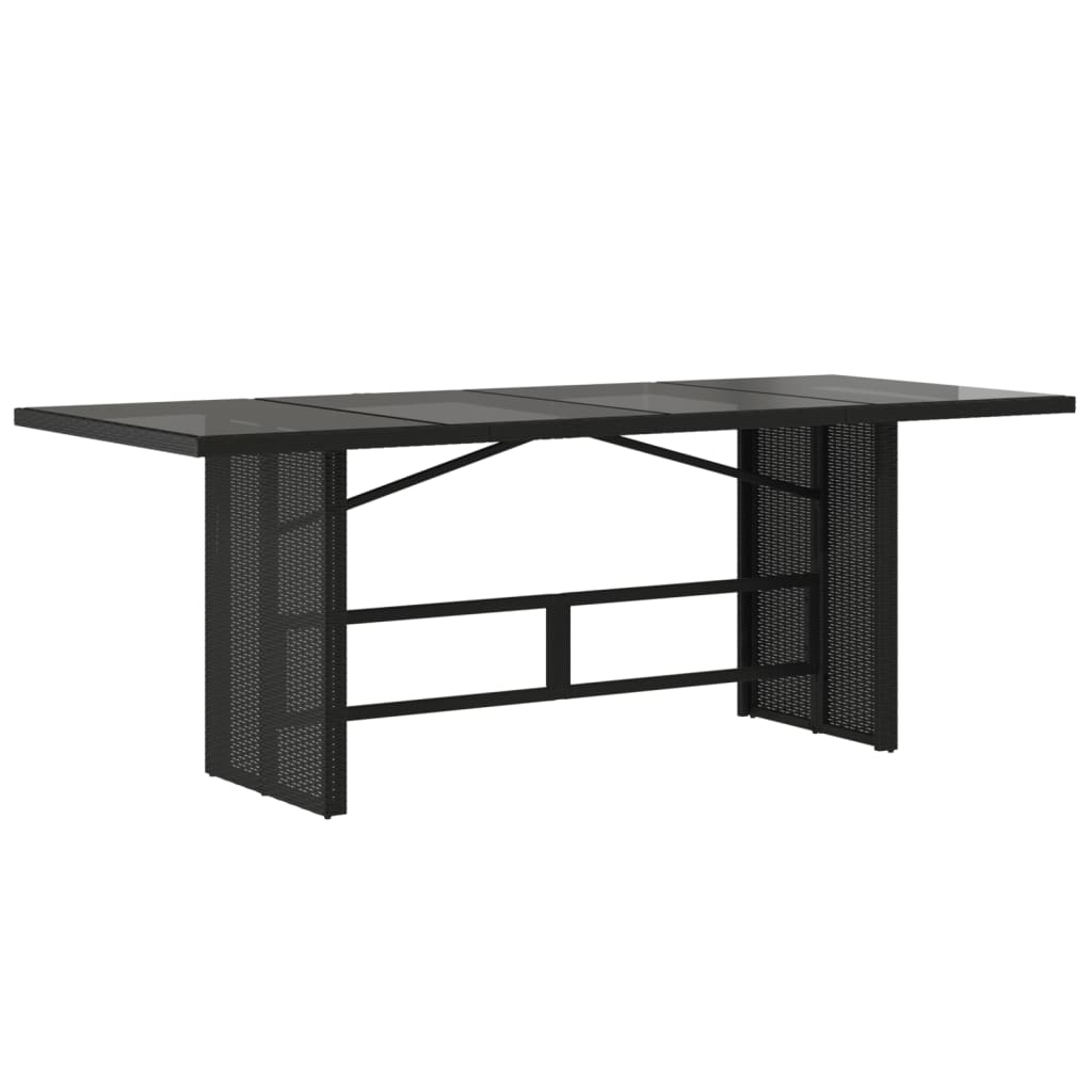 Garden Table | Black | PE rattan, powder-coated steel, tempered glass