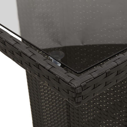 Garden Table | Black | PE rattan, powder-coated steel, tempered glass