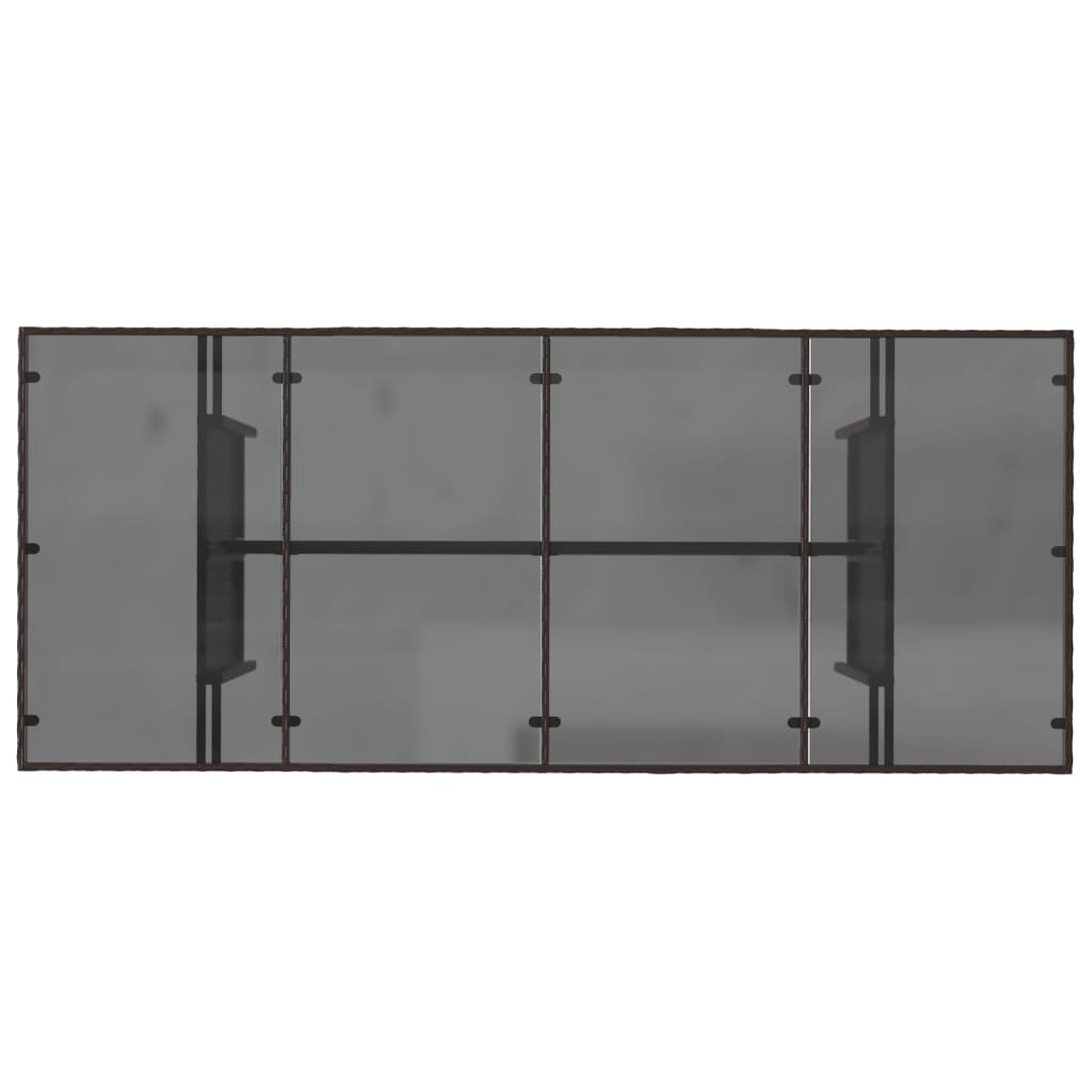 Garden Table | Brown | Poly Rattan, Powder-Coated Steel, Tempered Glass