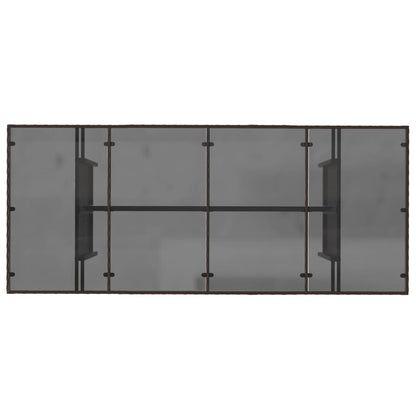 Garden Table | Brown | Poly Rattan, Powder-Coated Steel, Tempered Glass
