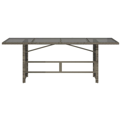 Garden Table | Grey | PE rattan, powder-coated steel, tempered glass