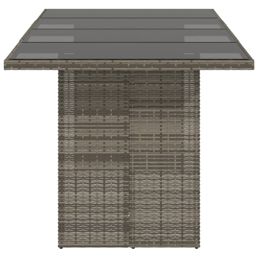 Garden Table | Grey | PE rattan, powder-coated steel, tempered glass