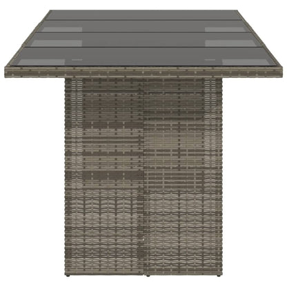 Garden Table | Grey | PE rattan, powder-coated steel, tempered glass