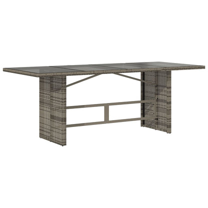 Garden Table | Grey | PE rattan, powder-coated steel, tempered glass