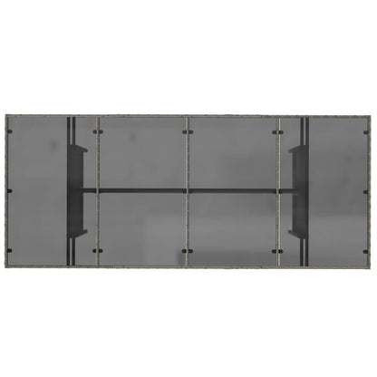 Garden Table | Grey | PE rattan, powder-coated steel, tempered glass