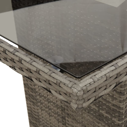 Garden Table | Grey | PE rattan, powder-coated steel, tempered glass