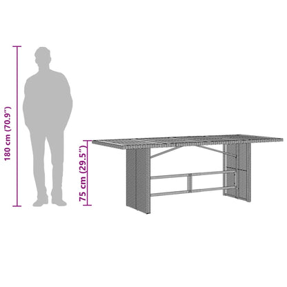 Garden Table | Grey | PE rattan, powder-coated steel, tempered glass