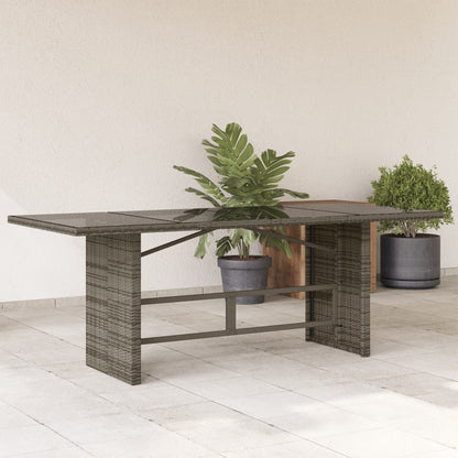 Garden Table | Grey | PE rattan, powder-coated steel, tempered glass