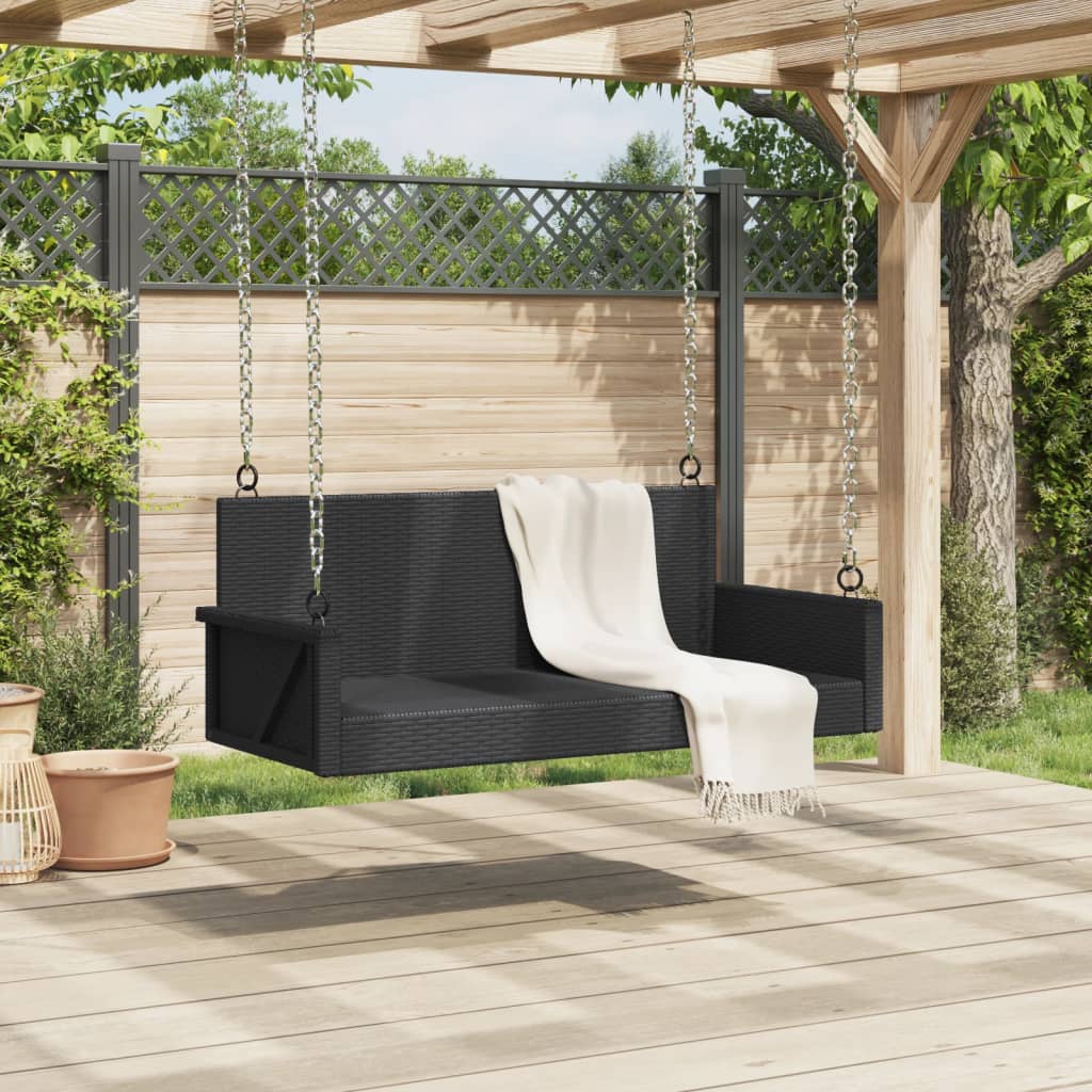 Swing Bench Black 46.9"x22"x18.9" Poly Rattan