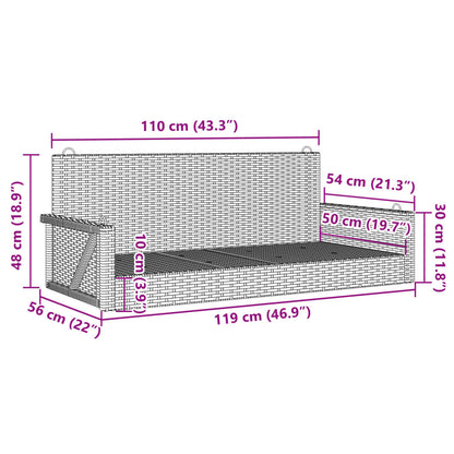 Swing Bench Black 46.9"x22"x18.9" Poly Rattan