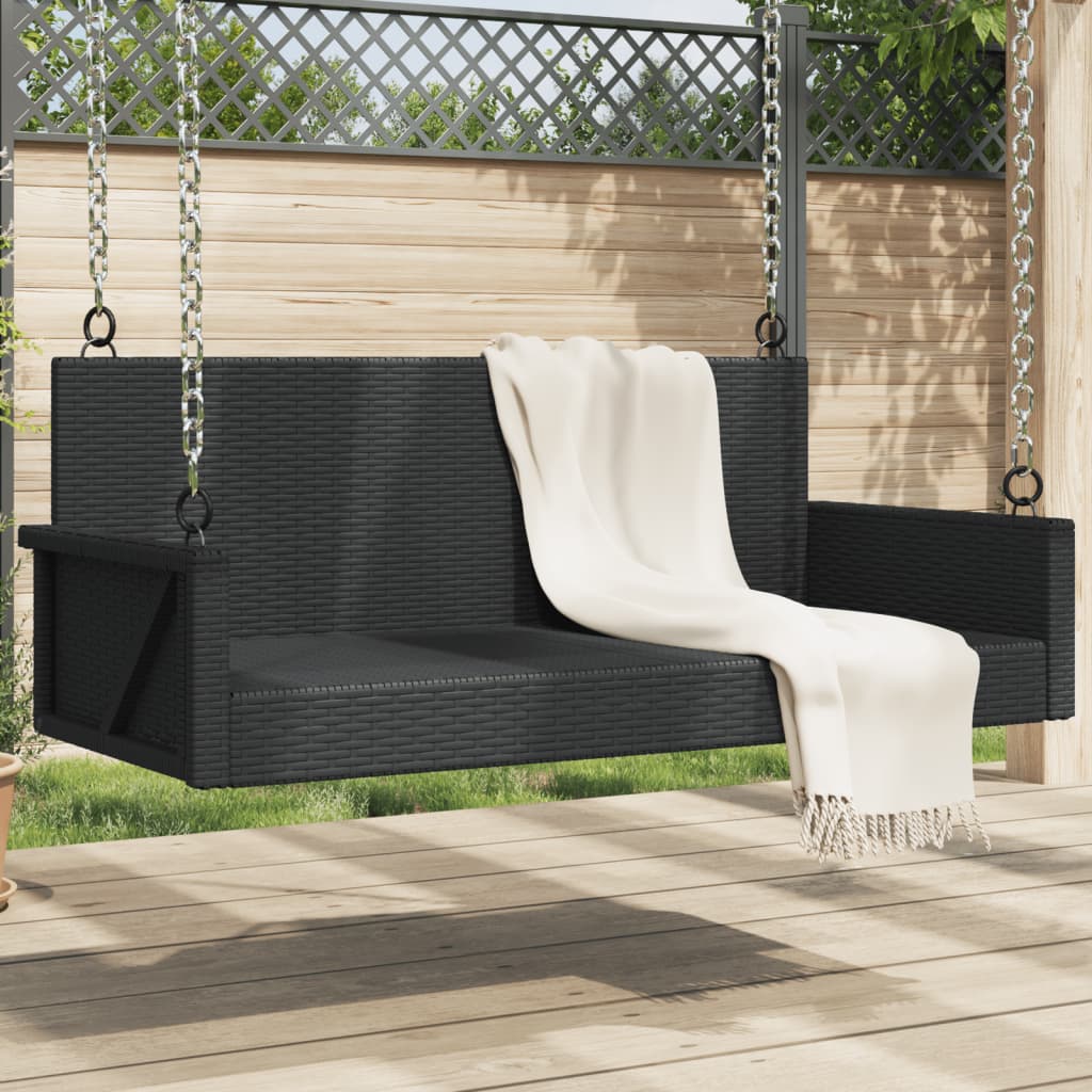 Swing Bench Black 46.9"x22"x18.9" Poly Rattan