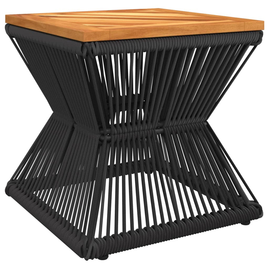 Coffee Table with Wire Base Black 15"x15"x15" Solid Wood Acacia