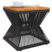 Coffee Table with Wire Base Black 15"x15"x15" Solid Wood Acacia