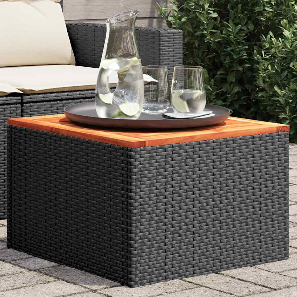 Garden Table | Black and Brown | PE Rattan | Compact | Durable