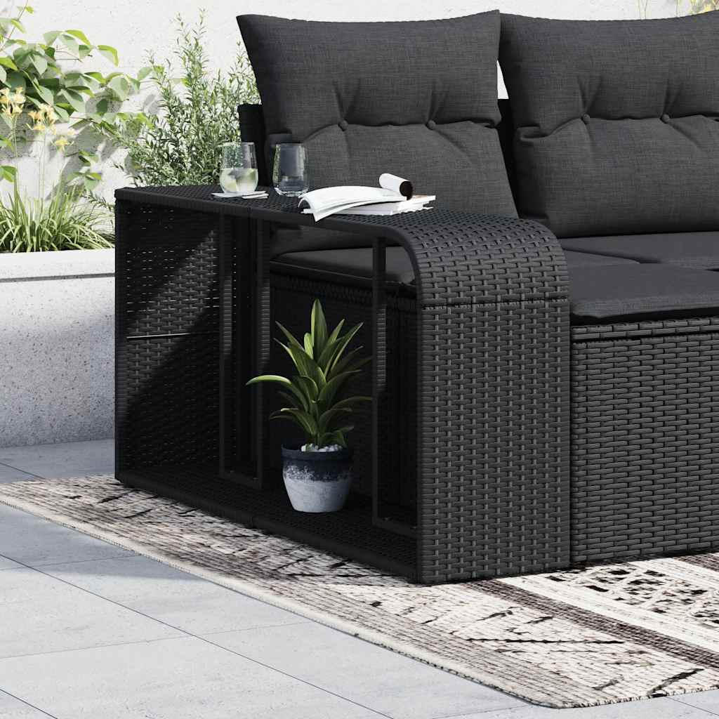 Storage Shelf | Black | PE rattan, powder-coated steel | 112 x 27 x 55 cm