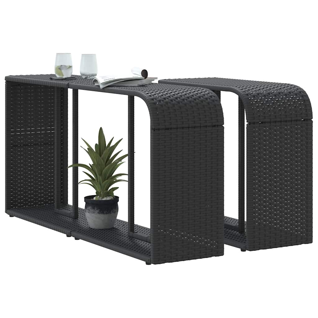 Storage Shelf | Black | PE rattan, powder-coated steel | 112 x 27 x 55 cm