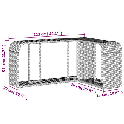 Storage Shelf | Black | PE rattan, powder-coated steel | 112 x 27 x 55 cm