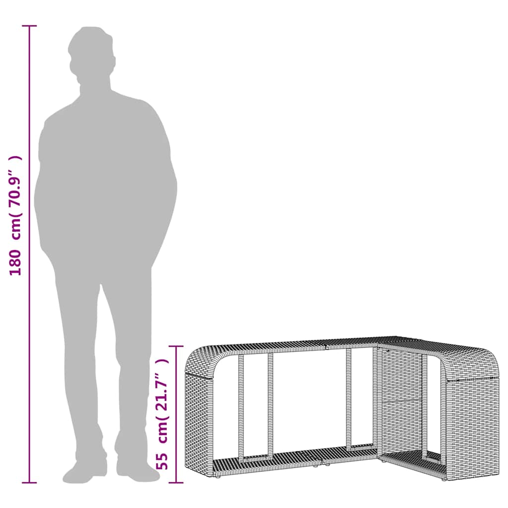 Storage Shelf | Black | PE rattan, powder-coated steel | 112 x 27 x 55 cm