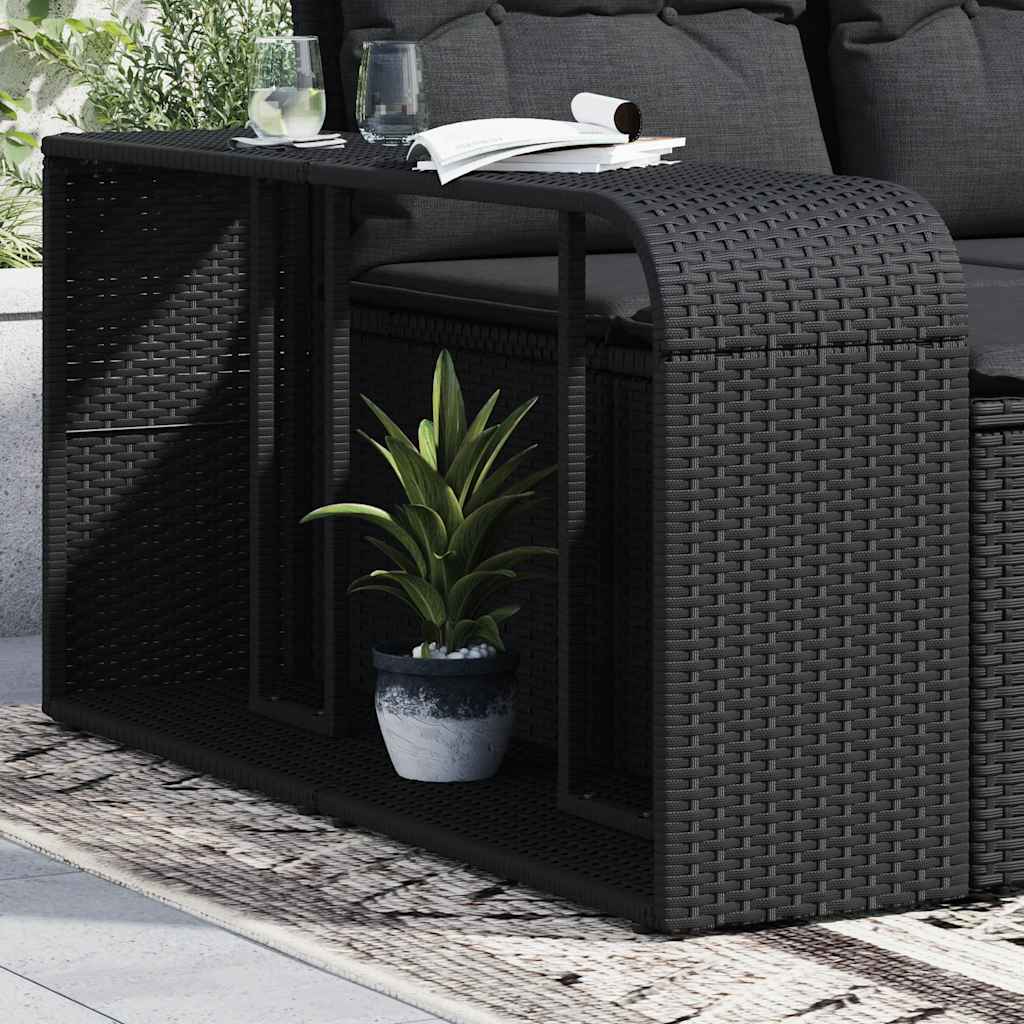 Storage Shelf | Black | PE rattan, powder-coated steel | 112 x 27 x 55 cm