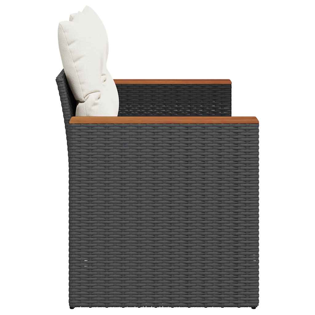 Patio Sofa with Cushions 2-Seater Black Poly Rattan