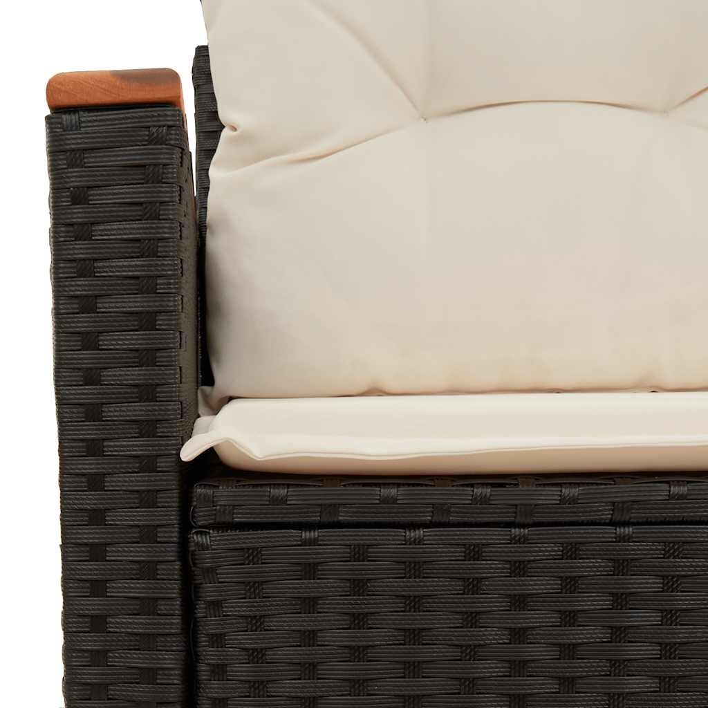 Patio Sofa with Cushions 2-Seater Black Poly Rattan