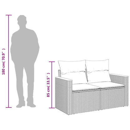 Patio Sofa with Cushions 2-Seater Black Poly Rattan