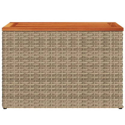 Garden Side Tables 2pcs Beige 55x34x37cm Poly Rattan Solid Wood