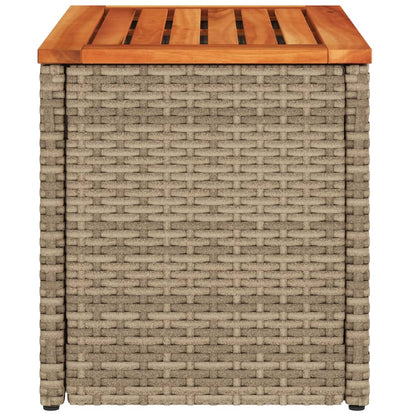 Garden Side Tables 2pcs Beige 55x34x37cm Poly Rattan Solid Wood