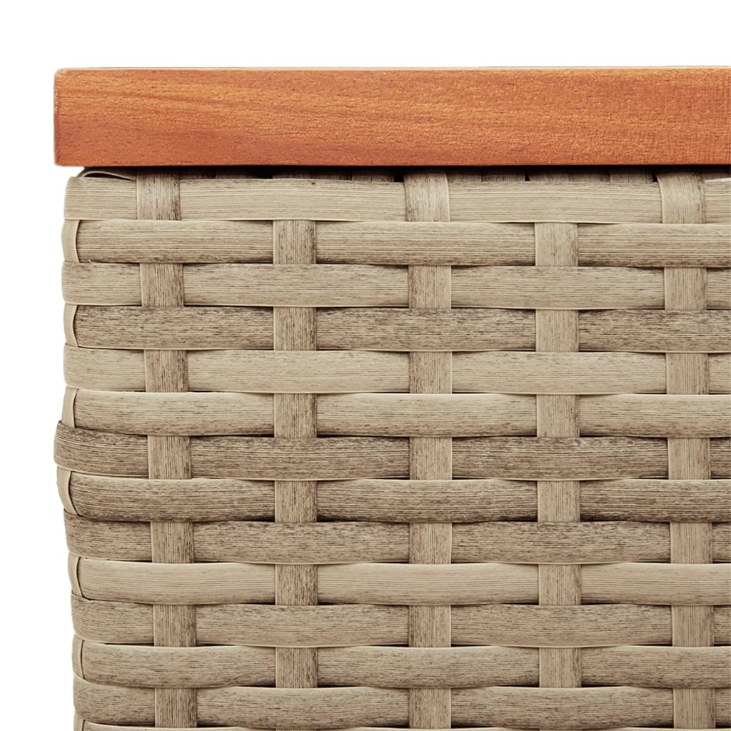 Garden Side Tables 2pcs Beige 55x34x37cm Poly Rattan Solid Wood