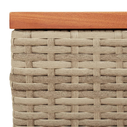 Garden Side Tables 2pcs Beige 55x34x37cm Poly Rattan Solid Wood