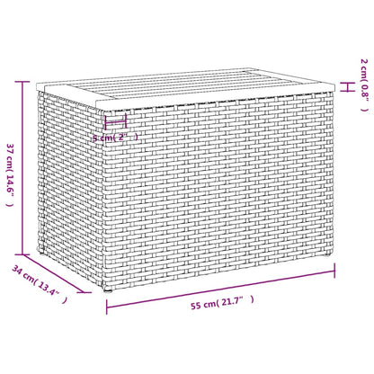 Garden Side Tables 2pcs Beige 55x34x37cm Poly Rattan Solid Wood