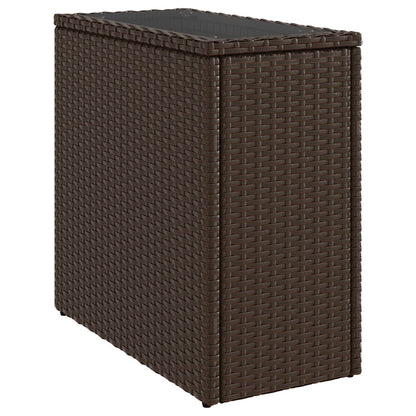 Garden Side Table with Glass Top Brown 58x27.5x55 cm Poly Rattan