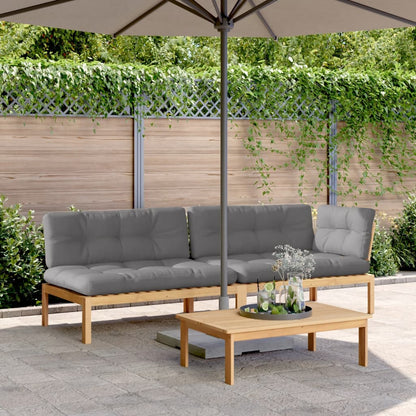 3 Piece Patio Pallet Sofa Set with Cushions Solid Wood Acacia