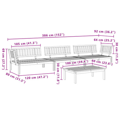 Pallet Sofa Set | Natural acacia | Solid acacia wood | Large | Modular
