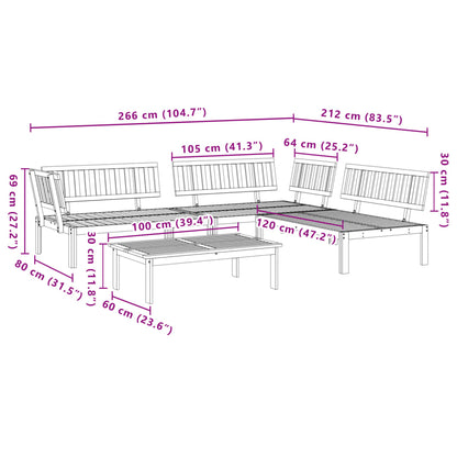Pallet Sofa Set | Brown | Solid acacia wood | Modular | Garden Sofa Set