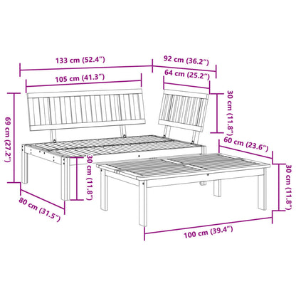 Patio Pallet Sofa Set 2 pcs Solid Wood Acacia