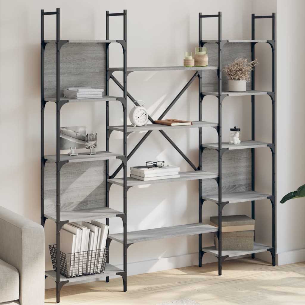 Bookshelf | Grey Sonoma | Engineered wood, powder-coated steel | Tall