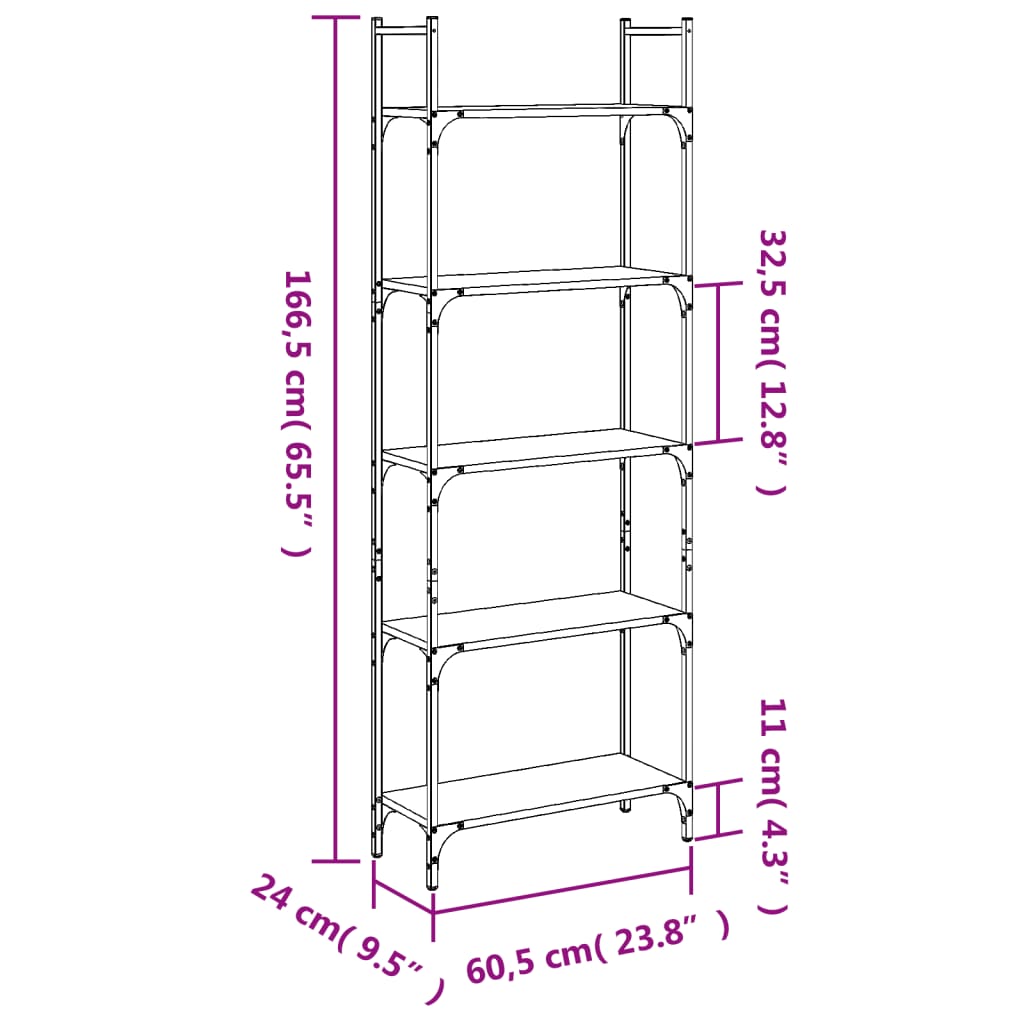 Bookshelf | Black | Engineered wood | Tall | Bookshelf | Rectangular