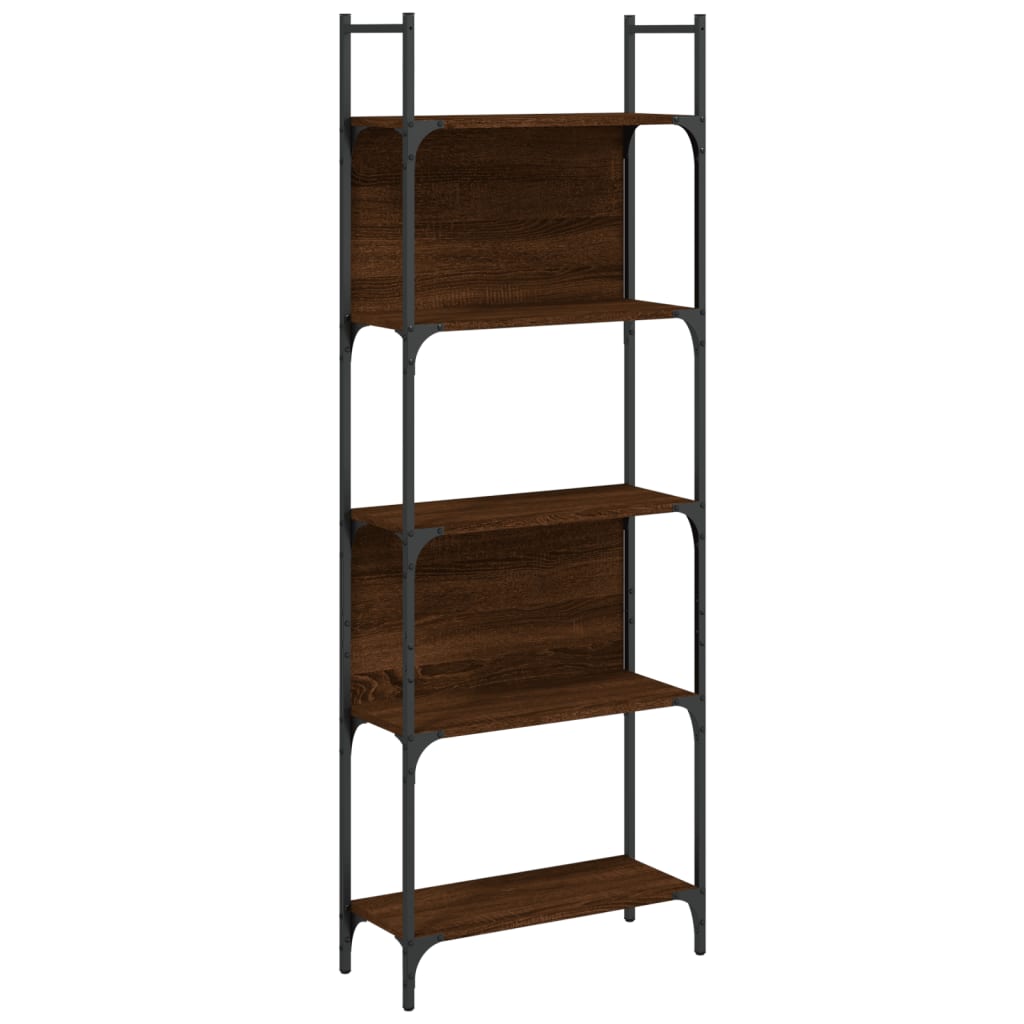 Bookshelf | Brown Oak | Engineered Wood and Powder-Coated Steel | Tall