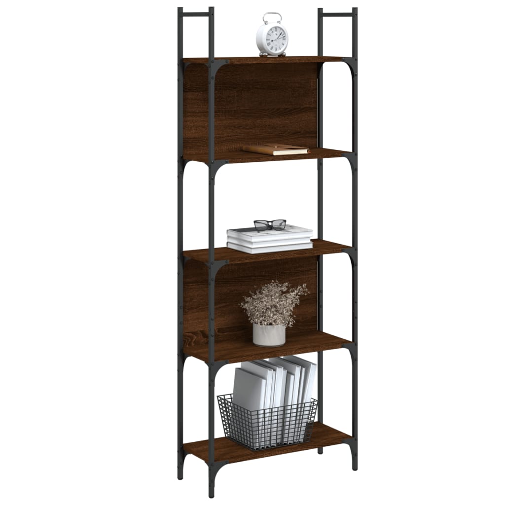Bookshelf | Brown Oak | Engineered Wood and Powder-Coated Steel | Tall